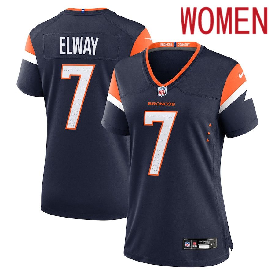 Women Denver Broncos #7 John Elway Nike Navy Retired Player Alternate Game NFL Jersey